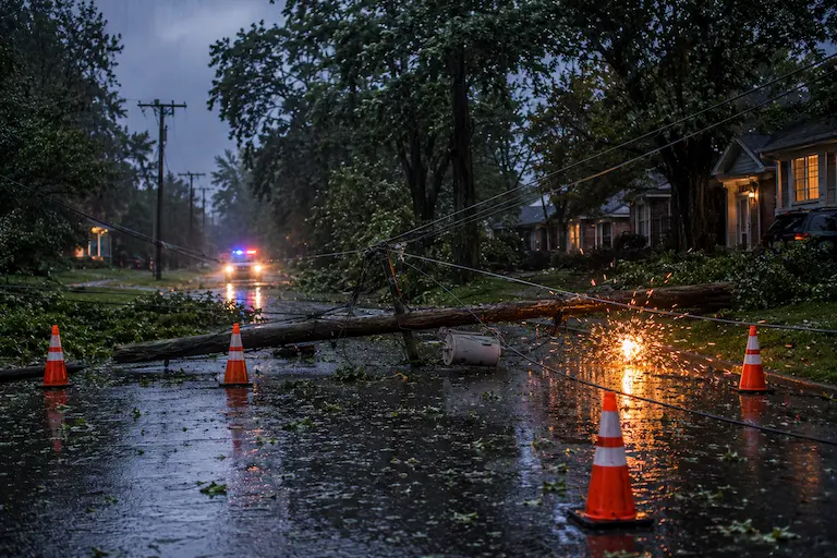 Downed power line sparking in the street | Denver electrocution accident lawyer | Lionheart Injury Law